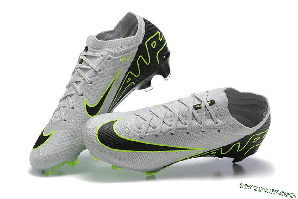 Nike Air Zoom Mercurial Vapor 15 Elite FG Low-Tops Soccer Cleats - White/Black/Green 5