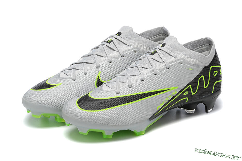Nike Air Zoom Mercurial Vapor 15 Elite FG Low-Tops Soccer Cleats - White/Black/Green 9