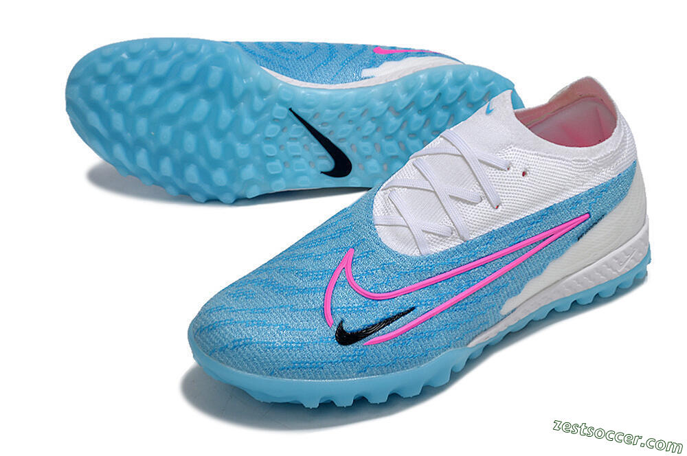 Nike Phantom GX Elite TF Low-Tops Soccer Shoes - Blue/White/Pink 3