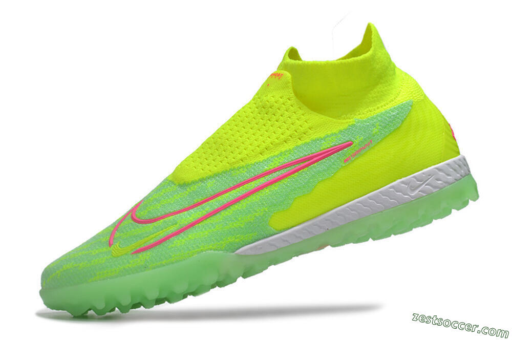 Nike Phantom GX Elite DF Link TF High-Tops Soccer Shoes - Green/Pink/White 5