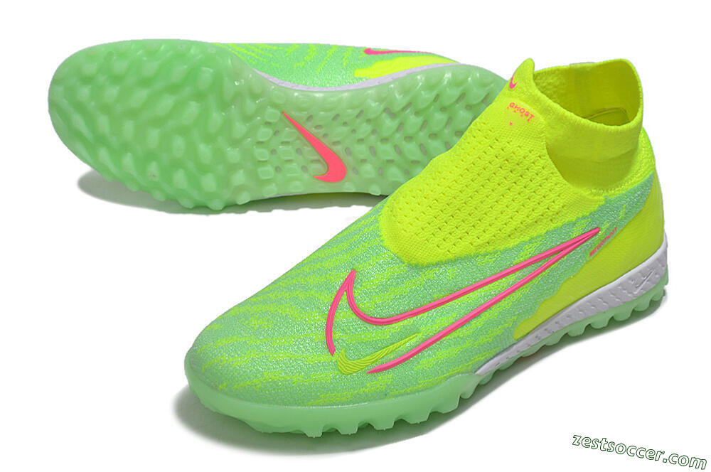 Nike Phantom GX Elite DF Link TF High-Tops Soccer Shoes - Green/Pink/White 3