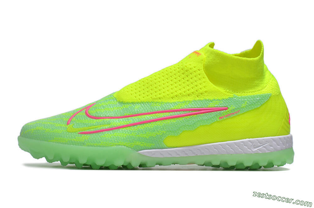 Nike Phantom GX Elite DF Link TF High-Tops Soccer Shoes - Green/Pink/White 2