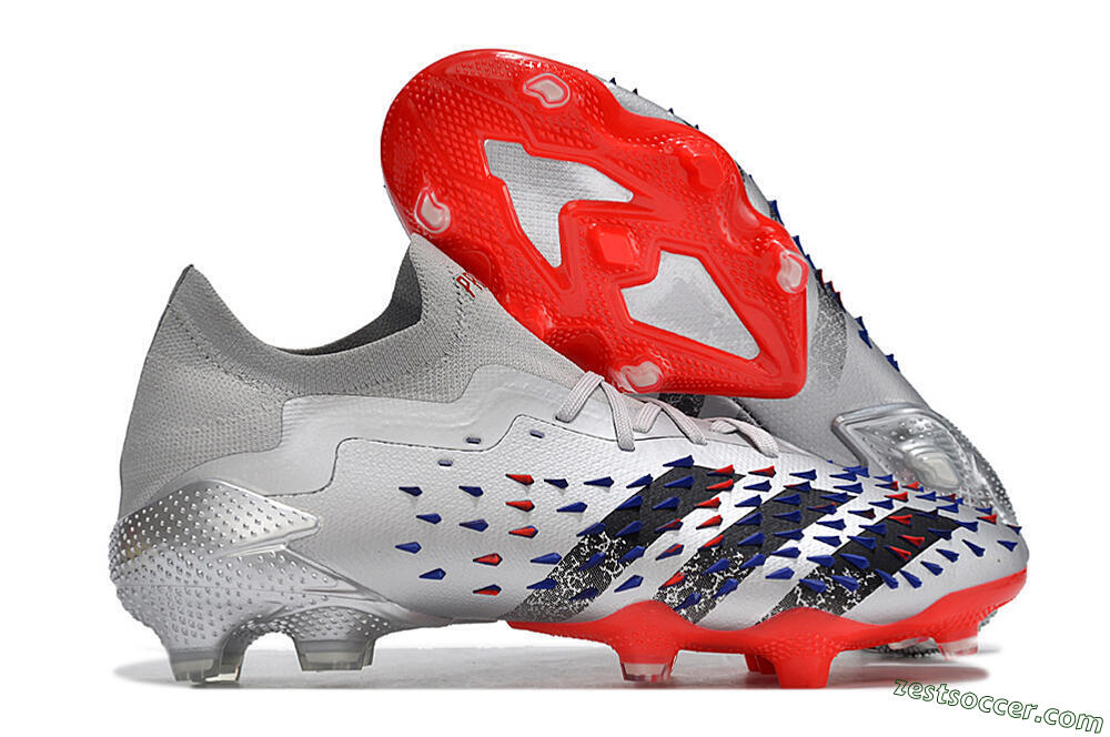 Adidas Predator Freak.1 FG Low-Tops Soccer Cleats - Silver/Blue/Red/Black 0