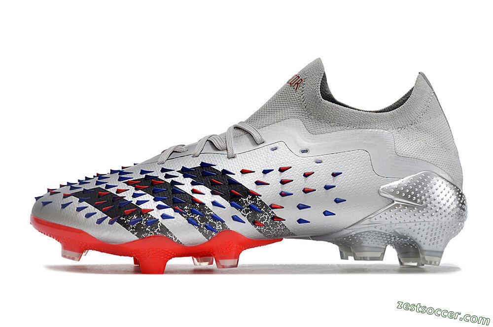 Adidas Predator Freak.1 FG Low-Tops Soccer Cleats - Silver/Blue/Red/Black 2