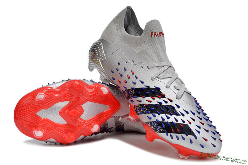 Adidas Predator Freak.1 FG Low-Tops Soccer Cleats - Silver/Blue/Red/Black 3