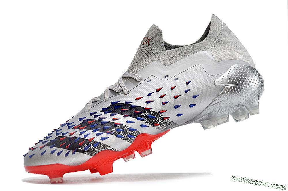 Adidas Predator Freak.1 FG Low-Tops Soccer Cleats - Silver/Blue/Red/Black 5