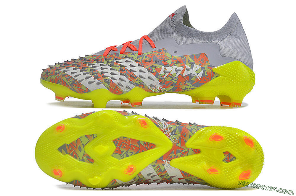 Adidas Predator Freak.1 FG Low-Tops Soccer Cleats - Grey/White/Orange/Green 1