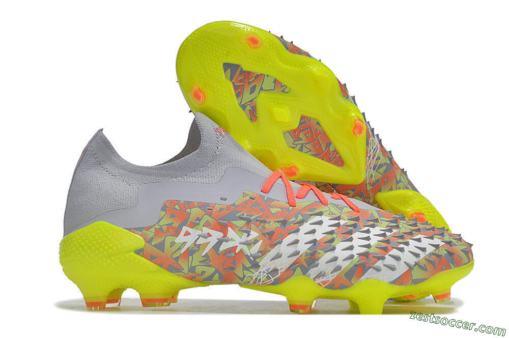 Adidas Predator Freak.1 FG Low-Tops Soccer Cleats - Grey/White/Orange/Green 0