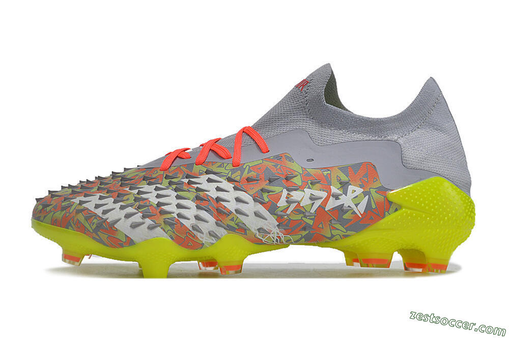 Adidas Predator Freak.1 FG Low-Tops Soccer Cleats - Grey/White/Orange/Green 2