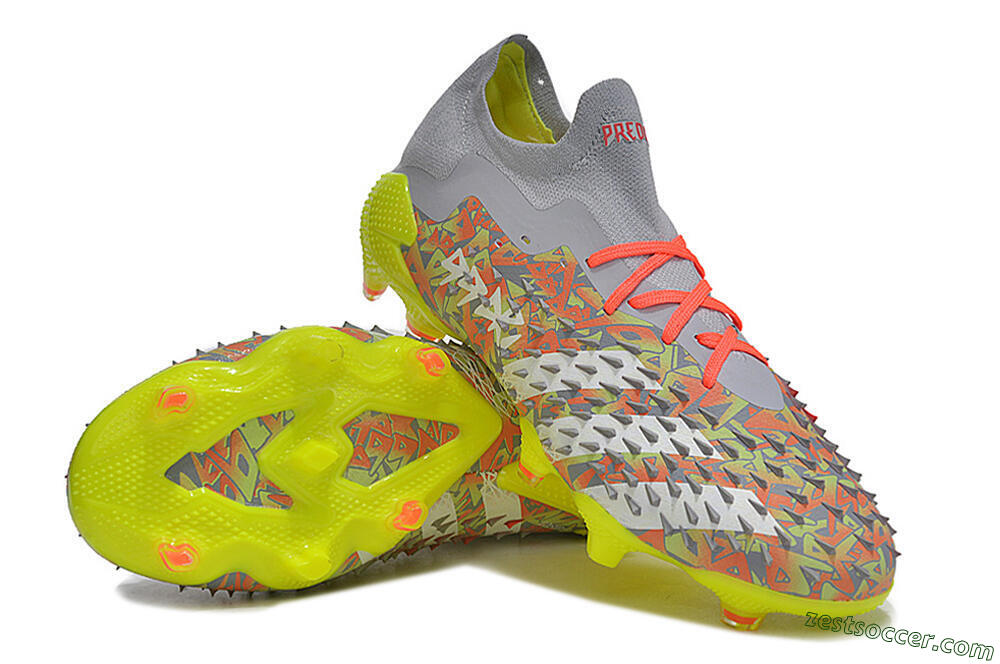 Adidas Predator Freak.1 FG Low-Tops Soccer Cleats - Grey/White/Orange/Green 3