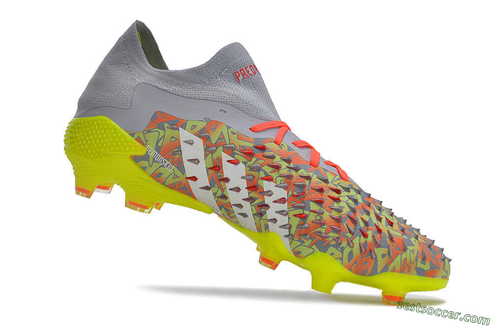 Adidas Predator Freak.1 FG Low-Tops Soccer Cleats - Grey/White/Orange/Green 4
