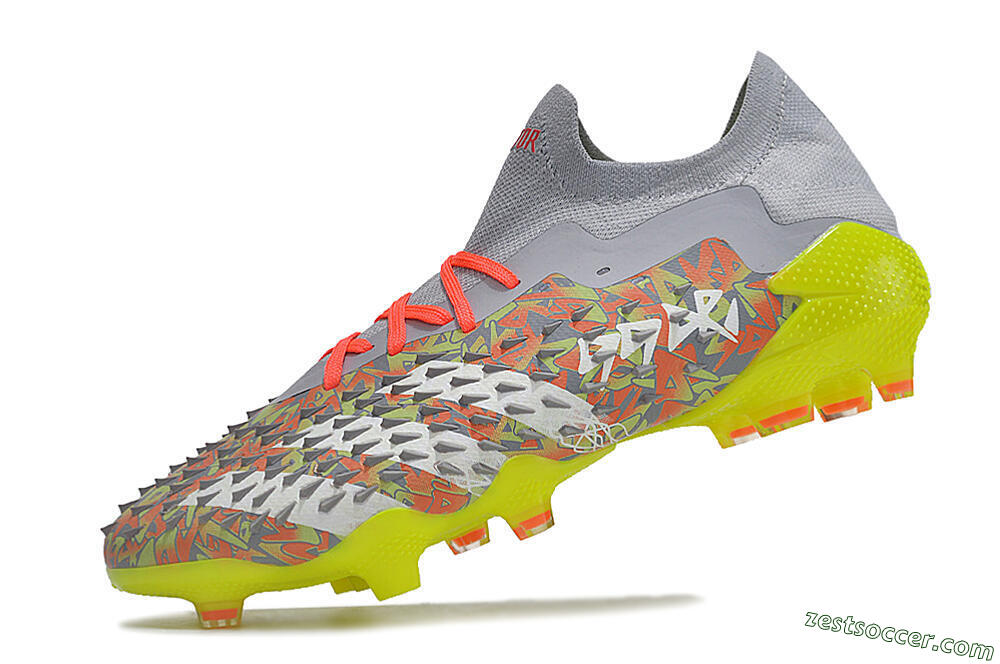 Adidas Predator Freak.1 FG Low-Tops Soccer Cleats - Grey/White/Orange/Green 5