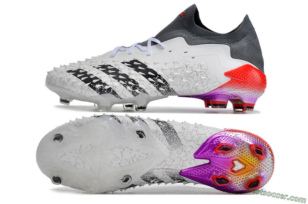 Adidas Predator Freak.1 FG Low-Tops Soccer Cleats - White/Black/Grey/Red 1