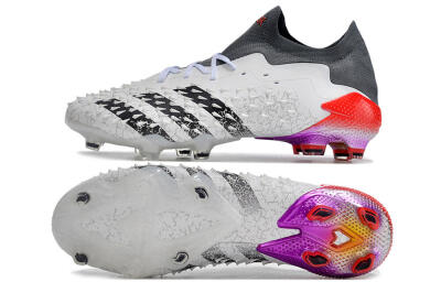 Adidas Predator Freak.1 FG Low-Tops Soccer Cleats - White/Black/Grey/Red