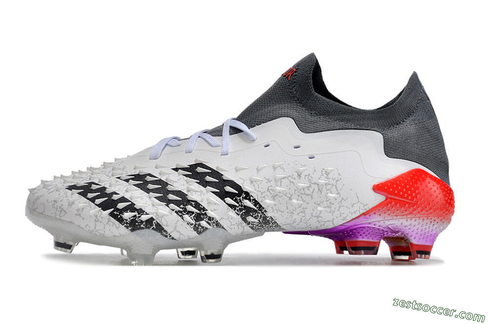 Adidas Predator Freak.1 FG Low-Tops Soccer Cleats - White/Black/Grey/Red 2
