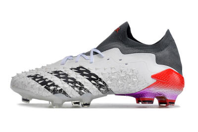 Adidas Predator Freak.1 FG Low-Tops Soccer Cleats - White/Black/Grey/Red