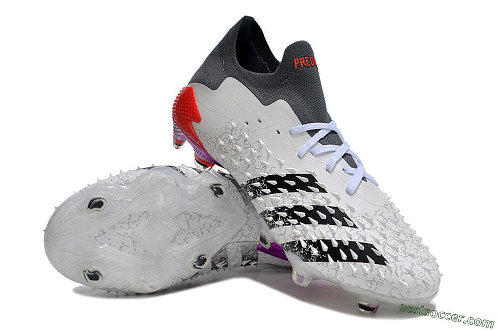 Adidas Predator Freak.1 FG Low-Tops Soccer Cleats - White/Black/Grey/Red 3