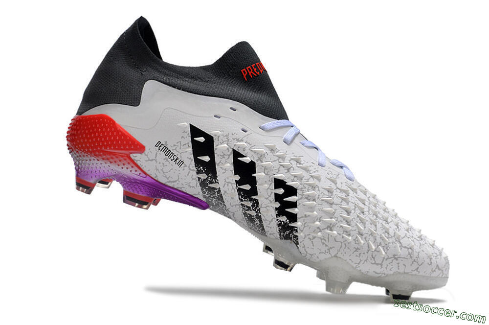 Adidas Predator Freak.1 FG Low-Tops Soccer Cleats - White/Black/Grey/Red 4