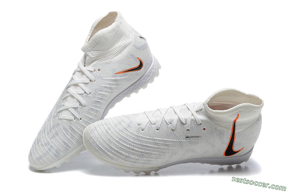 Nike Phantom GX DF Elite TF High-Tops Soccer Shoes - White/Black/Orange 5
