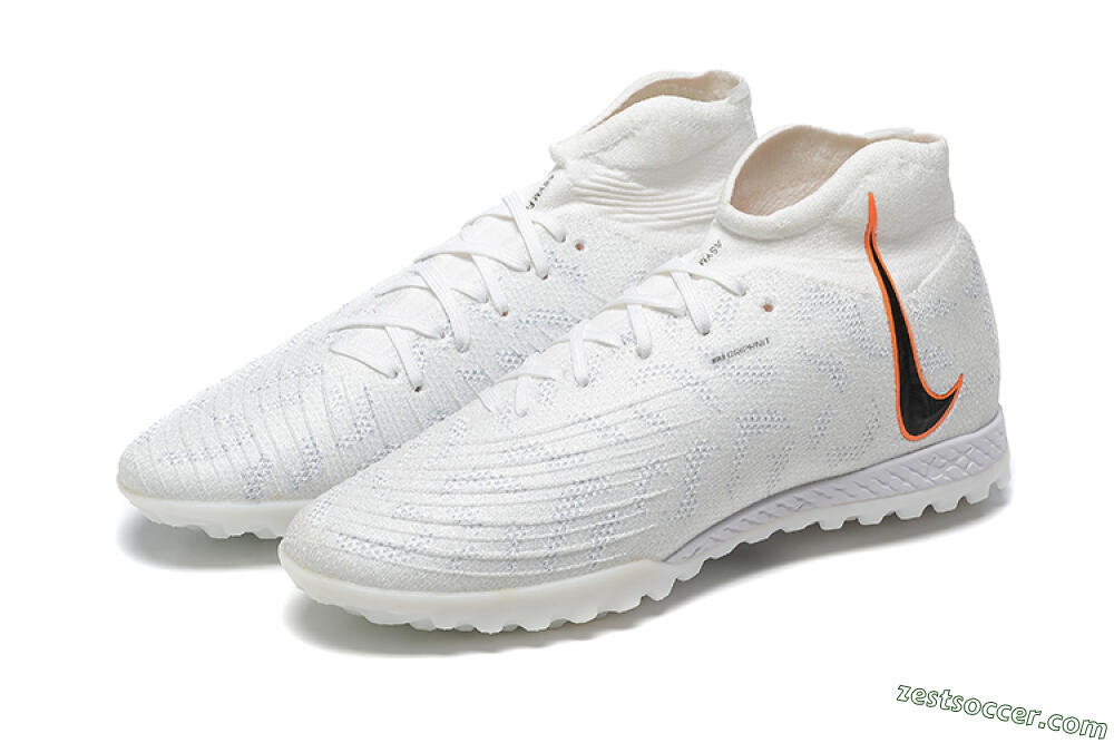 Nike Phantom GX DF Elite TF High-Tops Soccer Shoes - White/Black/Orange 9