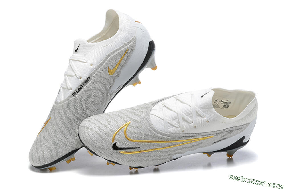 Nike Phantom GX Elite FG Low-Tops Soccer Cleats - Grey/White/Gold 5