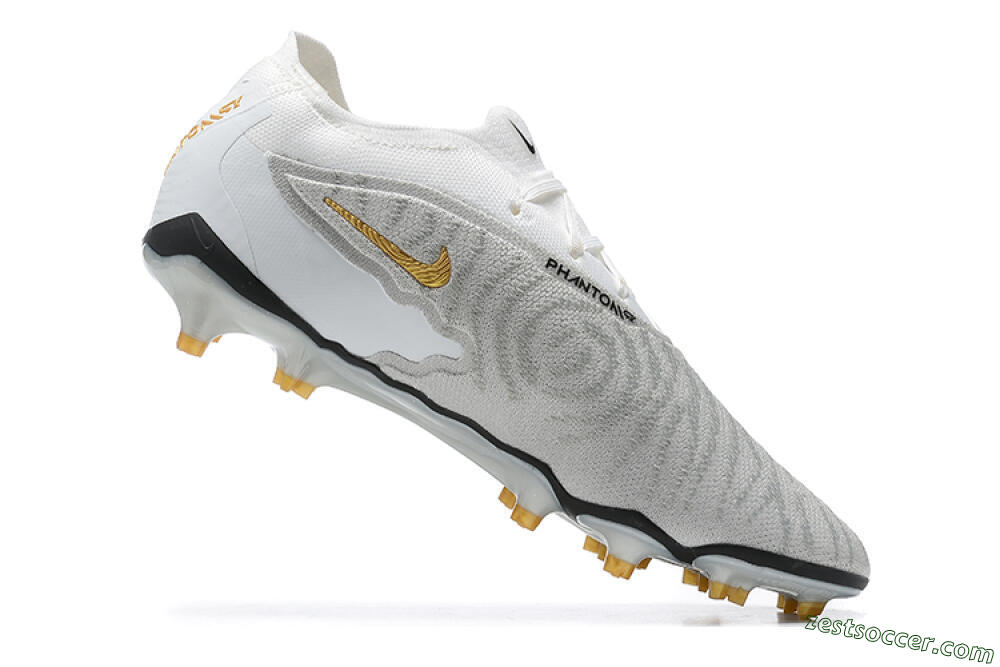 Nike Phantom GX Elite FG Low-Tops Soccer Cleats - Grey/White/Gold 6