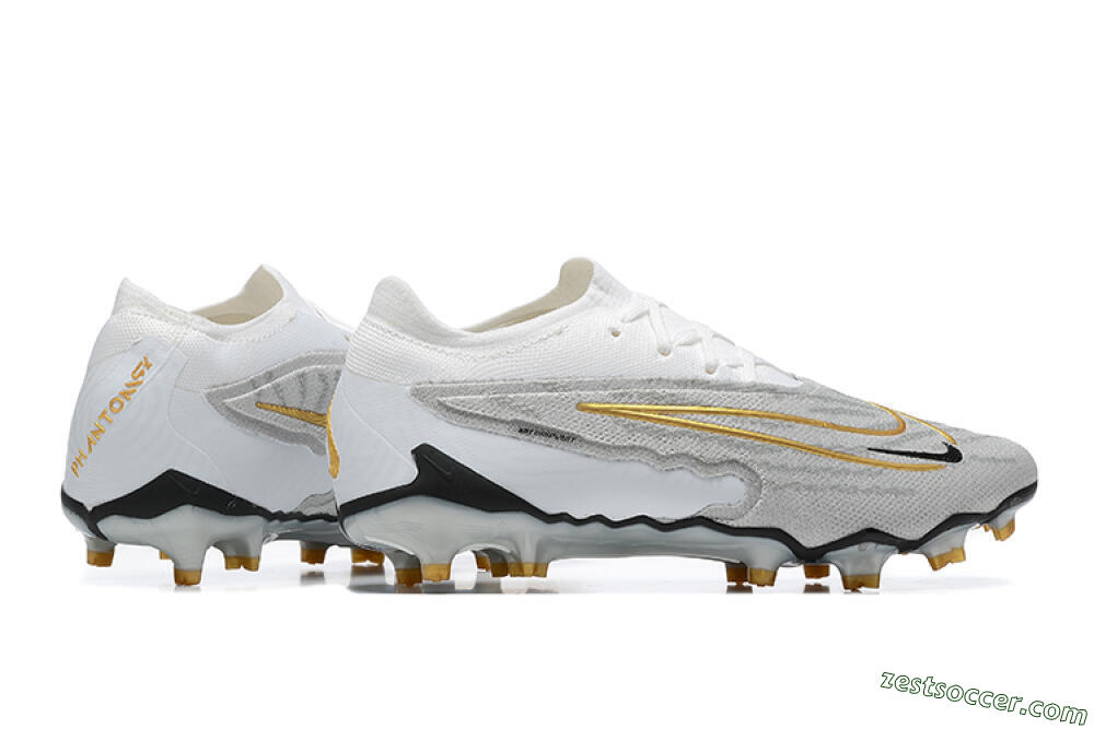 Nike Phantom GX Elite FG Low-Tops Soccer Cleats - Grey/White/Gold 8