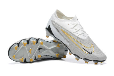 Nike Phantom GX Elite FG Low-Tops Soccer Cleats - Grey/White/Gold