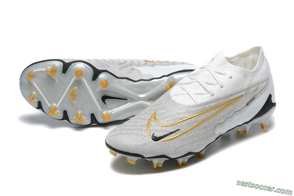 Nike Phantom GX Elite FG Low-Tops Soccer Cleats - Grey/White/Gold 3