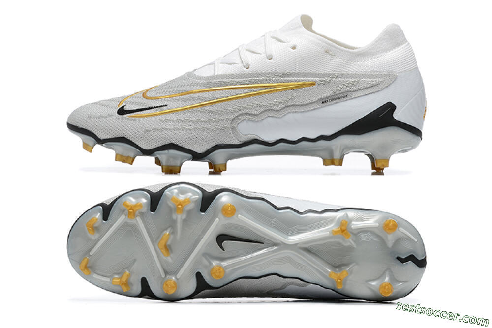 Nike Phantom GX Elite FG Low-Tops Soccer Cleats - Grey/White/Gold 1