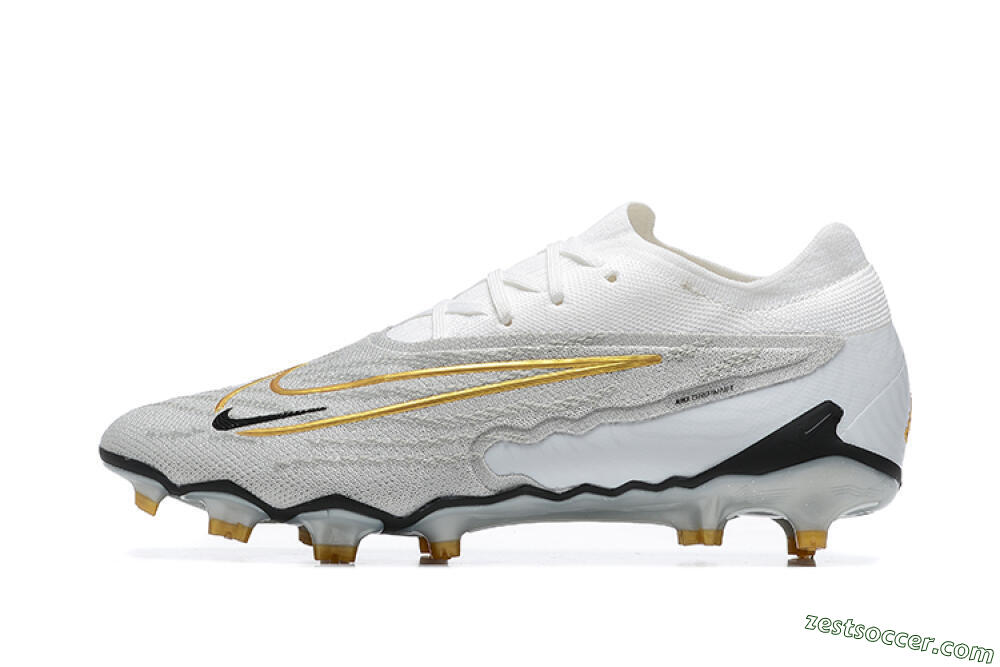 Nike Phantom GX Elite FG Low-Tops Soccer Cleats - Grey/White/Gold 2