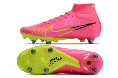 Nike Air Zoom Mercurial Superfly 9 Elite SG High-Tops Soccer Cleats - Pink/Green/Black