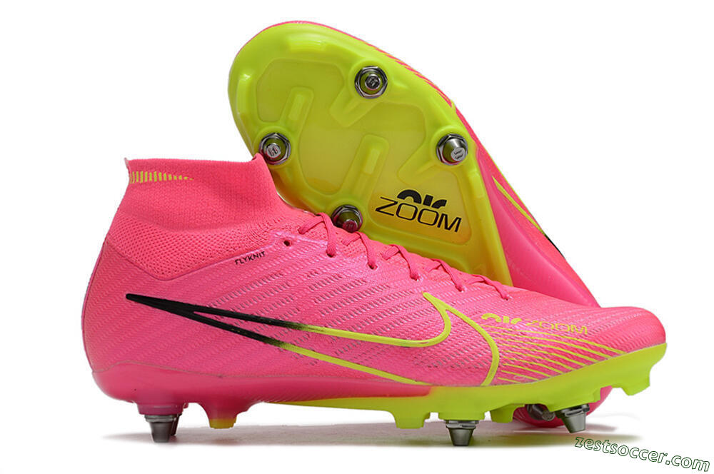 Nike Air Zoom Mercurial Superfly 9 Elite SG High-Tops Soccer Cleats - Pink/Green/Black 0