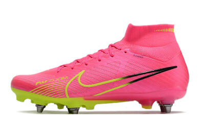 Nike Air Zoom Mercurial Superfly 9 Elite SG High-Tops Soccer Cleats - Pink/Green/Black