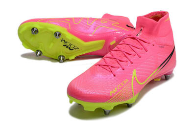 Nike Air Zoom Mercurial Superfly 9 Elite SG High-Tops Soccer Cleats - Pink/Green/Black