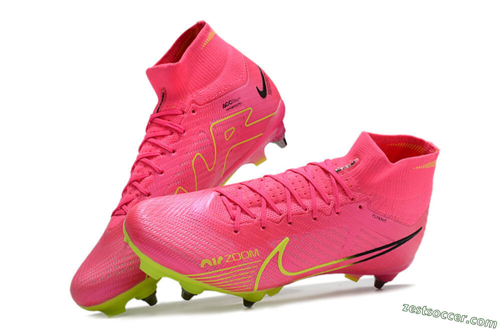 Nike Air Zoom Mercurial Superfly 9 Elite SG High-Tops Soccer Cleats - Pink/Green/Black 6