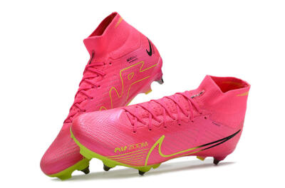 Nike Air Zoom Mercurial Superfly 9 Elite SG High-Tops Soccer Cleats - Pink/Green/Black