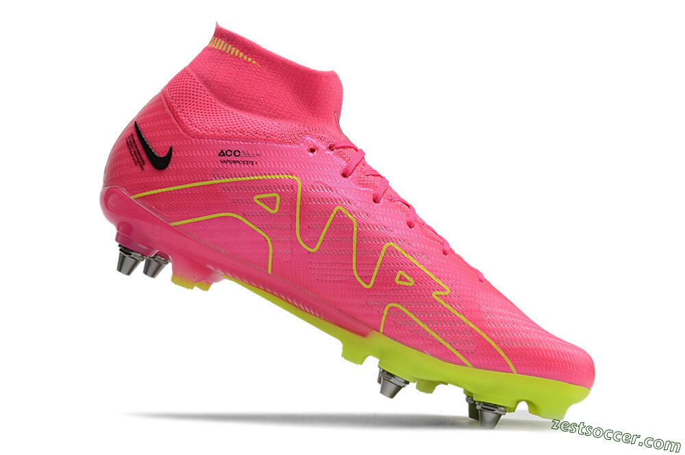 Nike Air Zoom Mercurial Superfly 9 Elite SG High-Tops Soccer Cleats - Pink/Green/Black 7