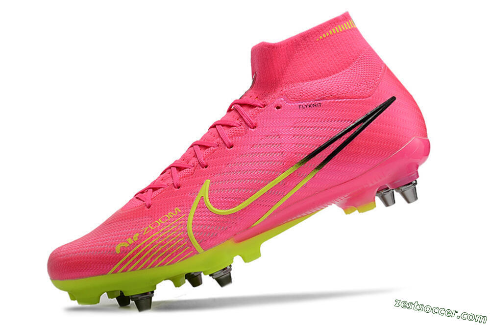 Nike Air Zoom Mercurial Superfly 9 Elite SG High-Tops Soccer Cleats - Pink/Green/Black 8