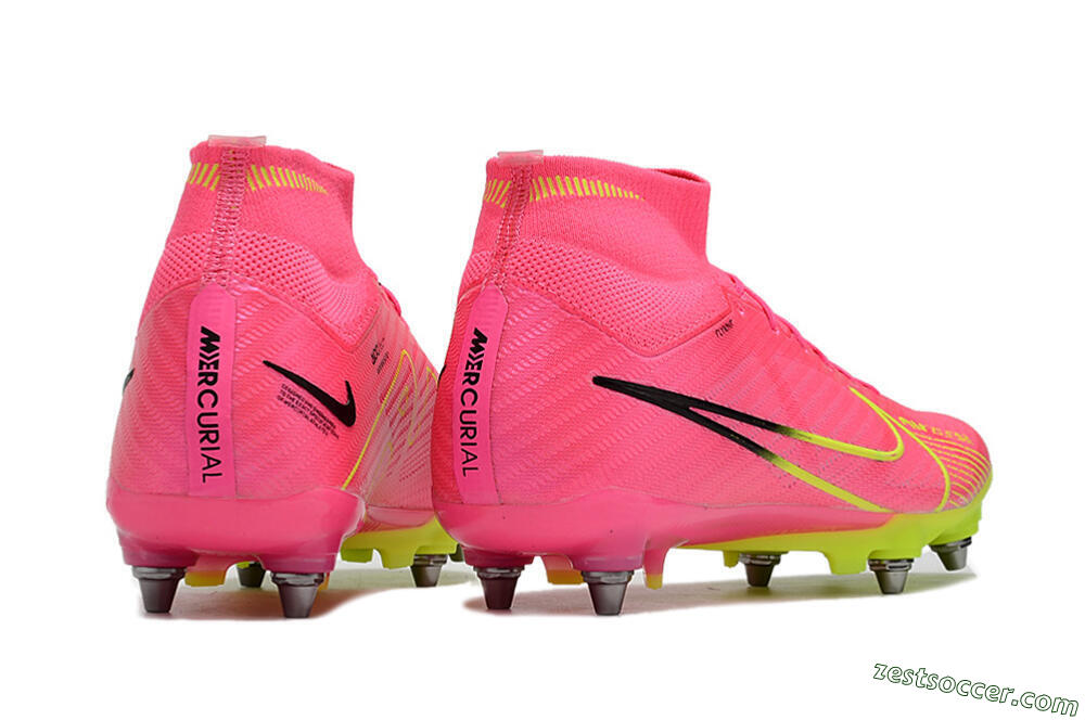Nike Air Zoom Mercurial Superfly 9 Elite SG High-Tops Soccer Cleats - Pink/Green/Black 9