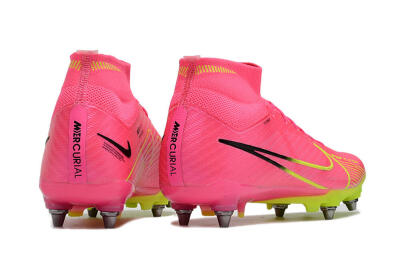 Nike Air Zoom Mercurial Superfly 9 Elite SG High-Tops Soccer Cleats - Pink/Green/Black