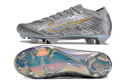 Nike Air Zoom Mercurial Vapor 15 Elite FG Low-Tops Soccer Cleats - Silver/Gold