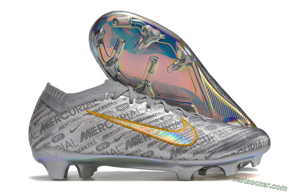 Nike Air Zoom Mercurial Vapor 15 Elite FG Low-Tops Soccer Cleats - Silver/Gold 0