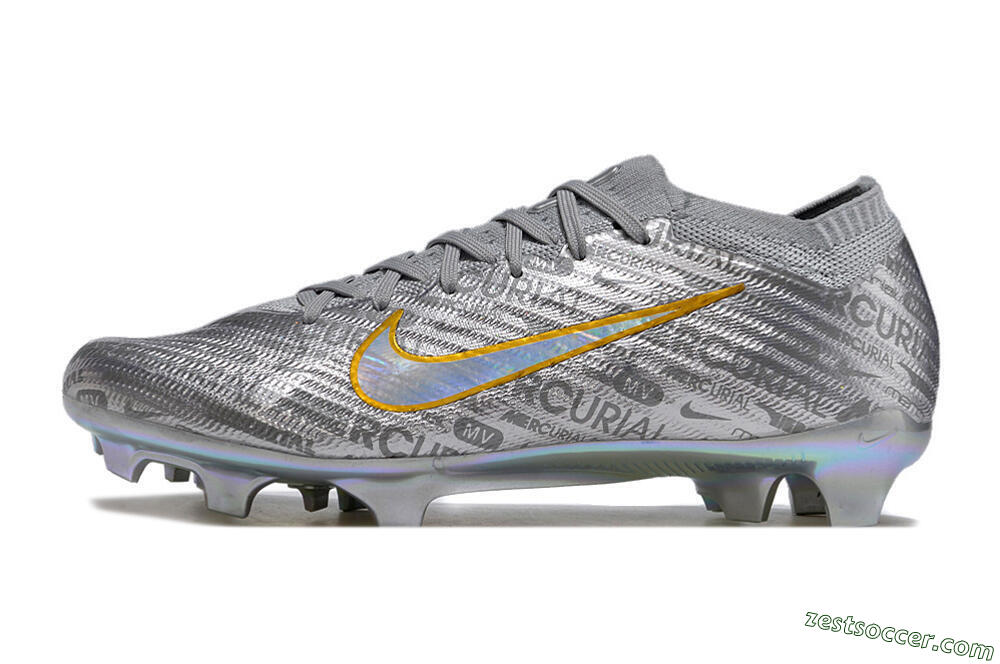 Nike Air Zoom Mercurial Vapor 15 Elite FG Low-Tops Soccer Cleats - Silver/Gold 2