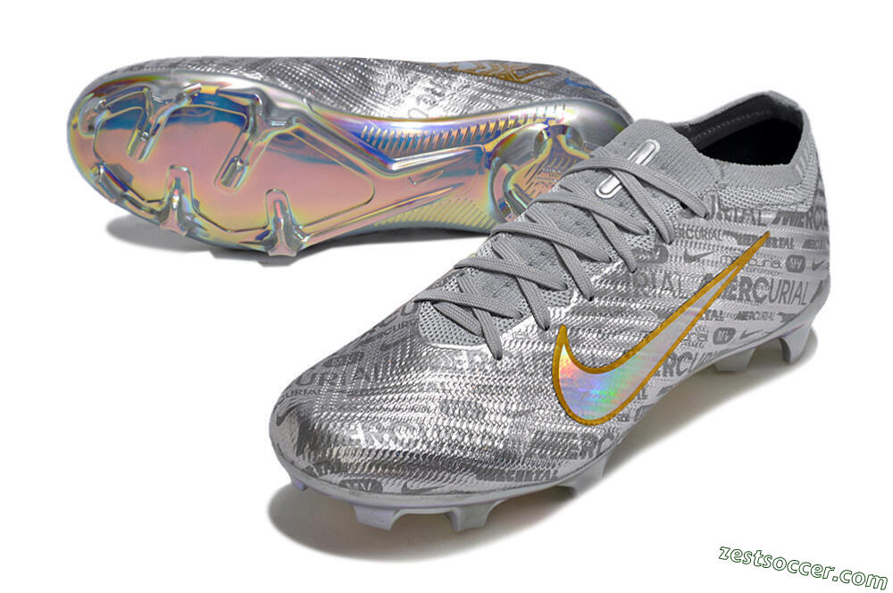 Nike Air Zoom Mercurial Vapor 15 Elite FG Low-Tops Soccer Cleats - Silver/Gold 3