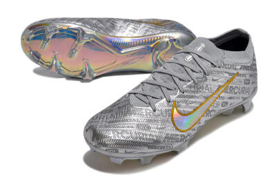 Nike Air Zoom Mercurial Vapor 15 Elite FG Low-Tops Soccer Cleats - Silver/Gold