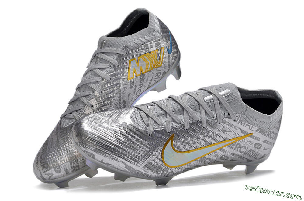 Nike Air Zoom Mercurial Vapor 15 Elite FG Low-Tops Soccer Cleats - Silver/Gold 6