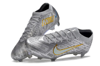 Nike Air Zoom Mercurial Vapor 15 Elite FG Low-Tops Soccer Cleats - Silver/Gold