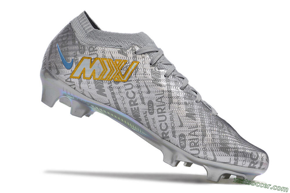 Nike Air Zoom Mercurial Vapor 15 Elite FG Low-Tops Soccer Cleats - Silver/Gold 7
