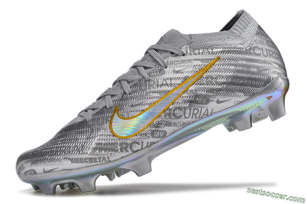 Nike Air Zoom Mercurial Vapor 15 Elite FG Low-Tops Soccer Cleats - Silver/Gold 8
